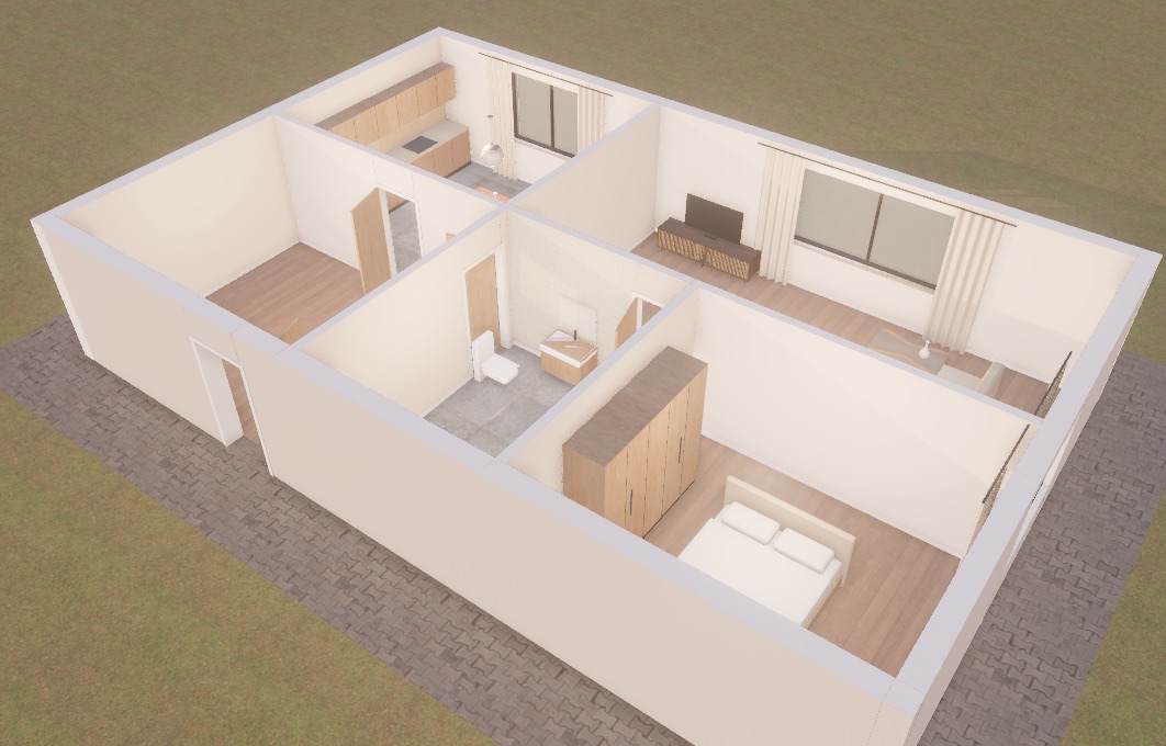 The house from above at golden hour