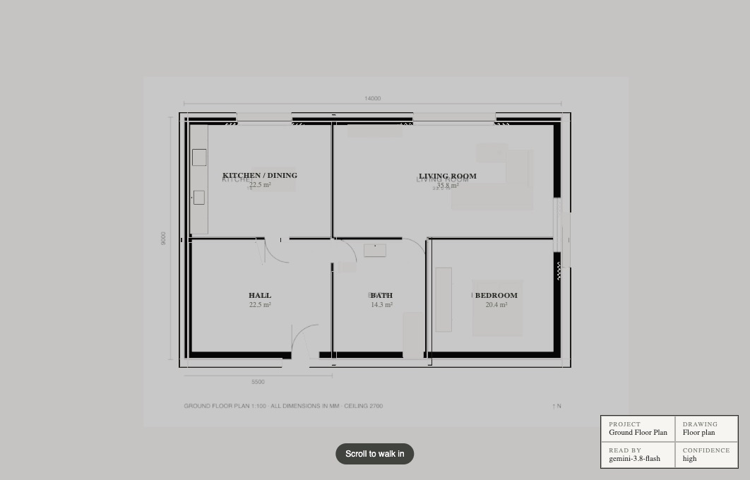 The floor plan sheet with its rooms labelled